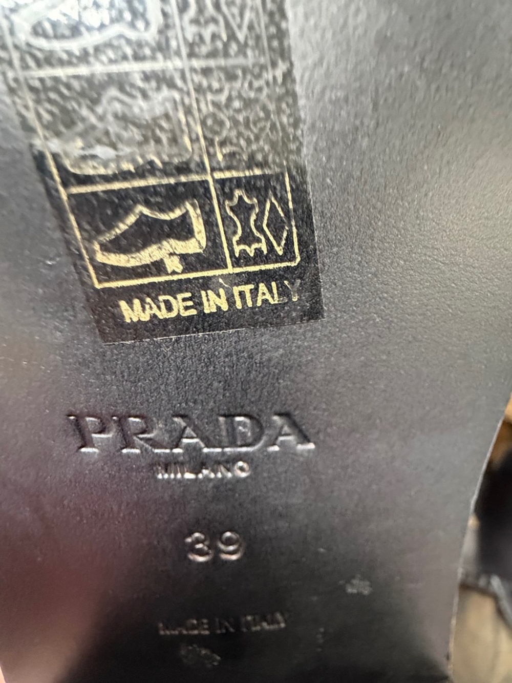 Prada Black Leather Slide Sandals with Gold Chain Accent - Picture 6 of 6
